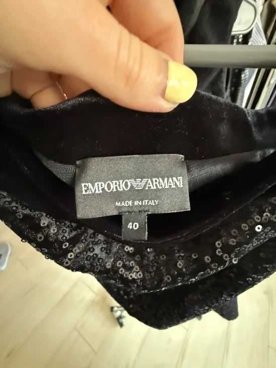 Emporio Armani | Black Sequin Off-Shoulder Blouse | Size 40 - Picture 6 of 6